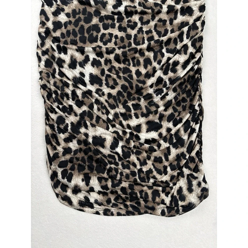 Baby Phat Y2K Leopard Print Ruched Bodycon Mini Dress Women's Small USA